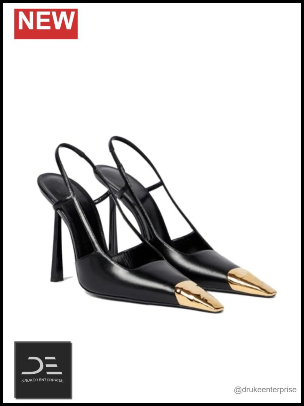 Womens Slingback High Heels Metal Pointed Toe Leather Stiletto Pumps Slip On